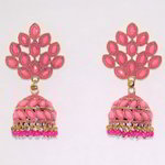 *Золотые и розовые индийские серьги со стразами