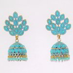 *Золотые и синие индийские серьги со стразами