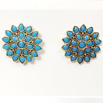 *Золотые и синие индийские серьги с бисером