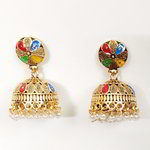 *Разноцветные и золотые индийские серьги с бисером