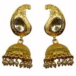 *Золотые латунные индийские серьги с перламутровыми бусинками