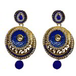 *Золотые и синие латунные индийские серьги с перламутровыми бусинками