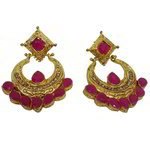 *Золотые и розовые латунные индийские серьги с перламутровыми бусинками