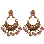 *Золотые и розовые латунные индийские серьги с перламутровыми бусинками