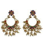 *Разноцветные и золотые латунные индийские серьги с перламутровыми бусинками