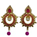 *Золотые и розовые латунные индийские серьги с перламутровыми бусинками