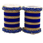 *Золотой и синий латунный индийский браслет со стразами