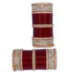 *Бордовый, золотой и красный индийский браслет со стразами