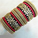 *Чёрный, золотой и серый индийский браслет с бисером