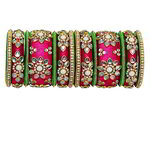 *Золотой и розовый индийский браслет со стразами, бисером