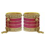 *Золотой и розовый латунный индийский браслет со стразами, бисером