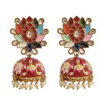 *Разноцветные и золотые латунные индийские серьги с искусственными камнями