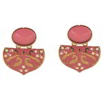 *Золотые и розовые индийские серьги с искусственными камнями