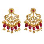*Золотые и розовые индийские серьги с искусственными камнями, перламутровыми бусинками