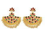 *Разноцветные и золотые индийские серьги с искусственными камнями, перламутровыми бусинками