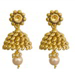 *Золотые индийские серьги из латуни с искусственными камнями