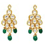 *Зелёные и золотые индийские серьги с искусственными камнями