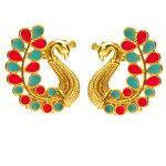 *Золотые и синие латунные индийские серьги с искусственными камнями