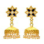 *Золотые и синие индийские серьги из латуни с искусственными камнями