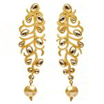 *Молочные и золотые индийские серьги из латуни с искусственными камнями