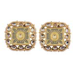 *Чёрные, золотые и серые латунные индийские серьги с искусственными камнями, перламутровыми бусинками