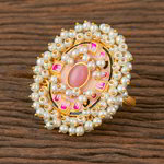 *Золотое и розовое латунное женское индийское кольцо с искусственными камнями