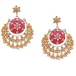 *Золотые и розовые латунные индийские серьги с искусственными камнями