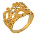 *Молочное и золотое женское индийское кольцо из латуни со стразами