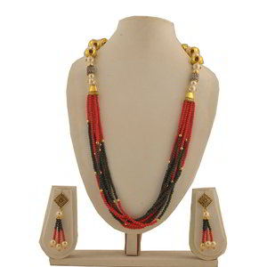 Разноцветное, цвета меди и золотое медное индийское украшение на шею с бисером, перламутровыми бусинками