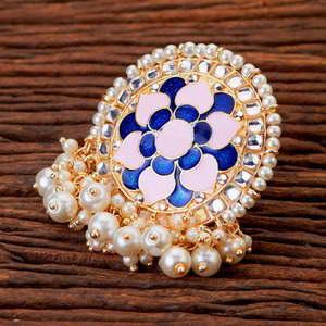 Золотое и розовое латунное женское индийское кольцо с искусственными камнями