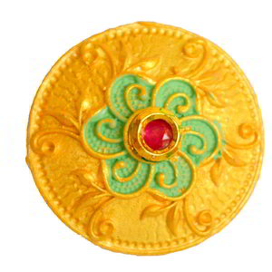Зелёное и золотое латунное женское индийское кольцо с искусственными камнями