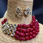 *Золотое и розовое индийское украшение на шею со стразами, искусственными камнями