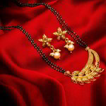 *Коричневое и золотое индийское свадебное украшение (мангалсутра) с перламутровыми бусинками