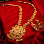 *Бордовое и золотое индийское украшение на шею со стразами