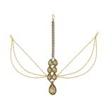 *Молочное, цвета меди и золотое медное индийское украшение на голову (манг-тика) с искусственными камнями