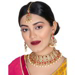 *Бордовое, золотое и красное индийское украшение на шею со стразами, перламутровыми бусинками