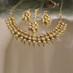 *Молочное и золотое медное и латунное индийское украшение на шею с искусственными камнями