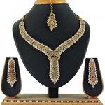 *Молочное и золотое медное индийское украшение на шею со стразами