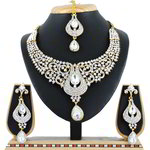 *Молочное и золотое медное индийское украшение на шею со стразами