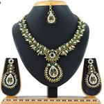 *Цвета меди, зелёное и золотое медное индийское украшение на шею со стразами