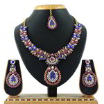 *Золотое и розовое медное индийское украшение на шею со стразами