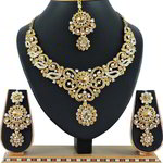 *Молочное и золотое медное индийское украшение на шею со стразами