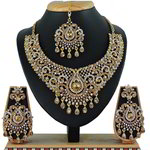 *Молочное и золотое индийское украшение на шею из меди со стразами