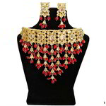 *Бордовое, золотое и красное индийское украшение на шею со стразами, искусственными камнями