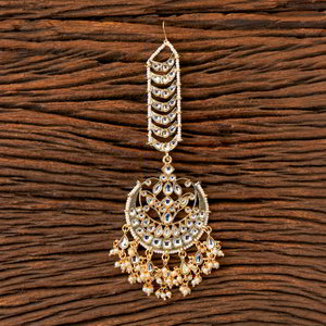 Молочное, цвета меди и золотое медное индийское украшение на голову (манг-тика) с искусственными камнями