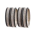 *Чёрный, золотой и серый латунный индийский браслет со стразами