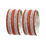 *Оранжевый и золотой латунный индийский браслет со стразами