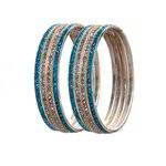 *Золотой и синий индийский браслет из латуни со стразами