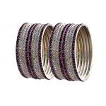 *Лиловый, фиолетовый и золотой латунный индийский браслет со стразами