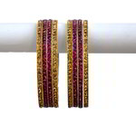 *Золотой и розовый латунный индийский браслет со стразами